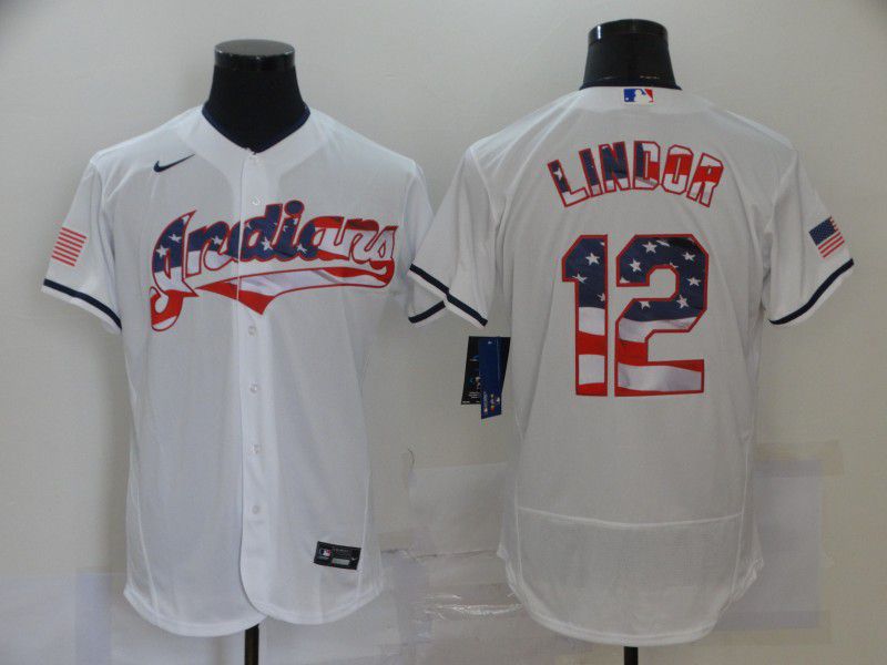 Men Cleveland Indians #12 Lindor White 2020 Elite MLB Jerseys->women nfl jersey->Women Jersey